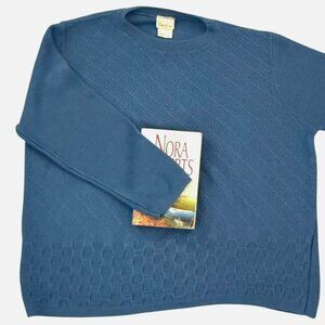 Vintage Bobbie Brooks Size X-Large Textured Knit Sweater Danish Blue